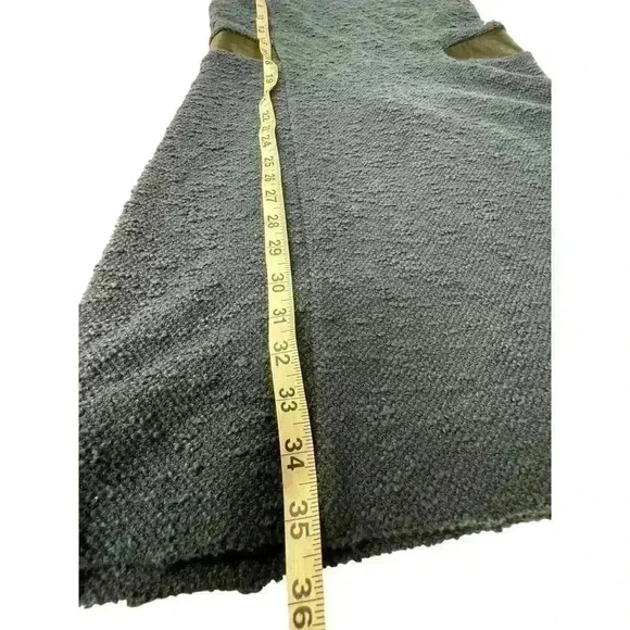 Rebecca Taylor - Navy Dress W/ BlackLeather Panels Round Neck Zip Back Sz 8 - Picture 9 of 13